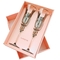 Pantone Ivory Board Wine Glasses Gift Box Packaging with PP Rope Handle