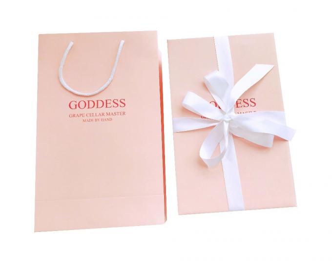 Pantone Ivory Board Wine Glasses Gift Box Packaging with PP Rope Handle 3