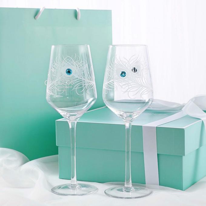 Pantone Ivory Board Wine Glasses Gift Box Packaging with PP Rope Handle 2