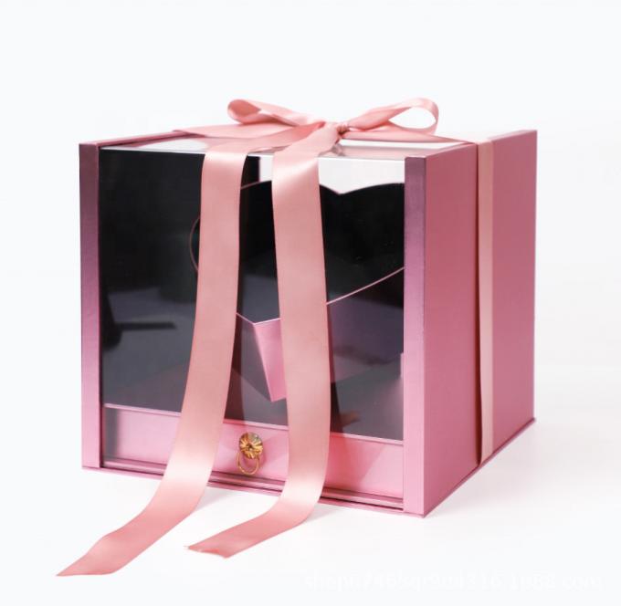 1mm 2mm 3mm نافذة كرتون زهرة صناديق التعبئة والتغليف 30x20x10cm 1